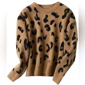 Goodnight Macaroon Richie Leopard Print Chunky Pullover Sweater